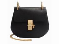Chloe Drew Clemence Leather Golden Chain Bag Black CH982803