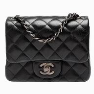 Chanel Mini Coco 2.55 Caviar Flap Bag Black(Anti-Silver) A35201AS