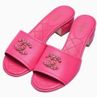 Chanel CC Logo Lambskin Sandle Peach Red G31461
