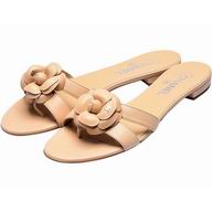 Chanel Camellia Lambskin Sandle Cream A389168