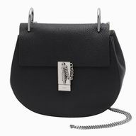 Chloe Drew Grain Leather Silver Chain Medium Bag Black CH982801