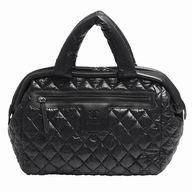 CHANEL Coco Cocoon Rhombic Nylon Bowling Bag in Black A6101901