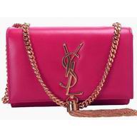 YSL Saint Laurent Monogramme Fringed Dinner Bag Peach Red YSL49797