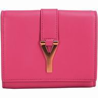 YSL Saint Laurent Paris Calfskin Wallets In Peach Red YSL5262548