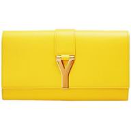 YSL Clutch Ligne Y Calfskin Bag of Dinner In Yellow YSL5178416