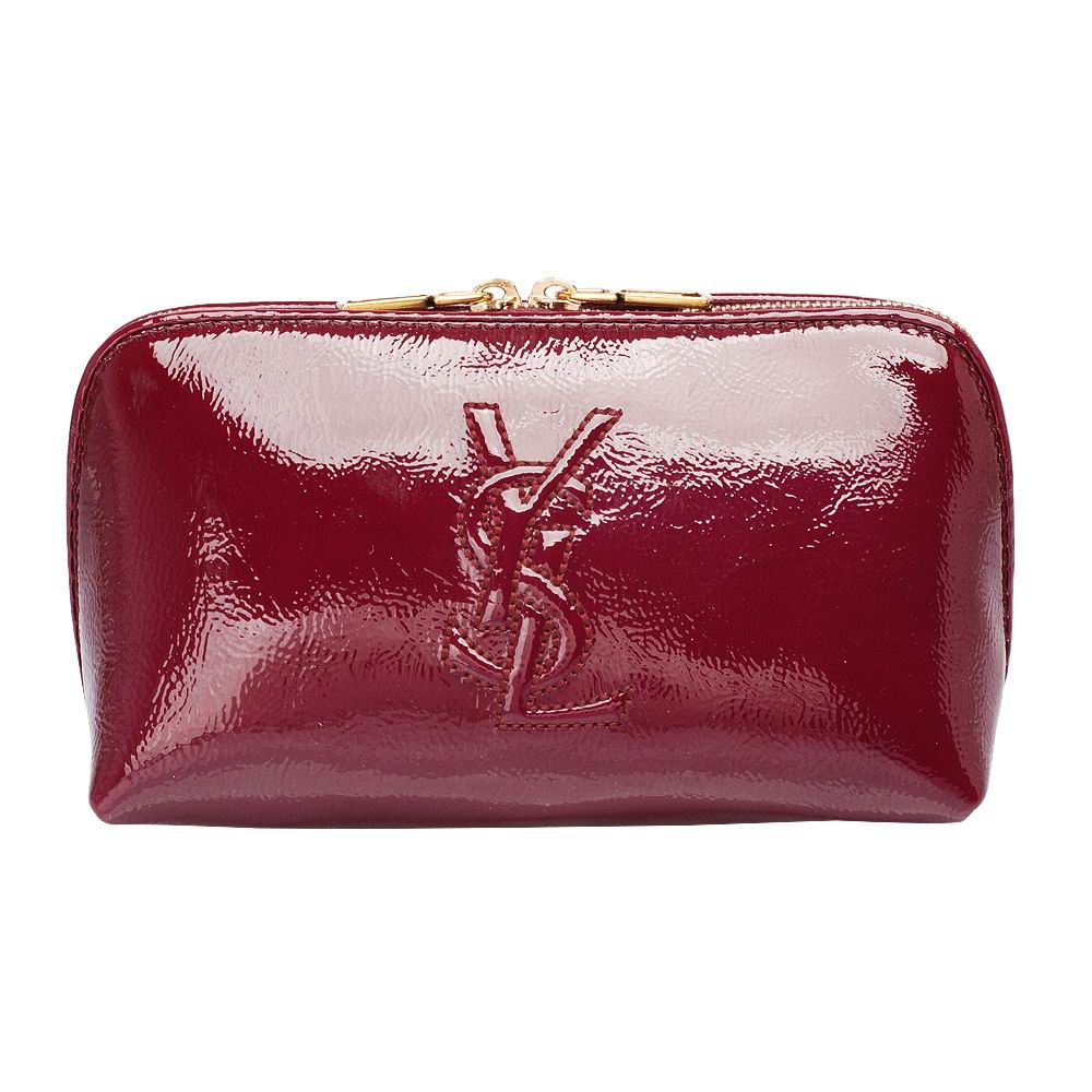 YSL Saint Laurent Vernis Calfskin cosmetic Bag In Red YSL4592055