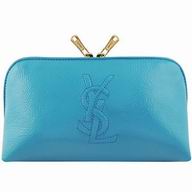YSL Saint Laurent Vernis Calfskin cosmetic Bag In Blue YSL5199175