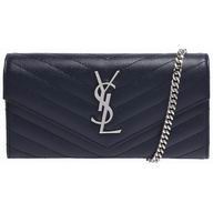 YSL Monogram V Caviar Calfskin Bag In Blue YSL5265701