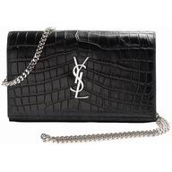 YSL Monogram V CROCO Calfskin Bag In Black YSL5265702
