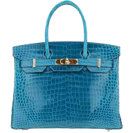 Hermes Birkin 30 Blue Izmir Crocodile Blue Colvert Interior With GHD Hand Sewing H1030BIC