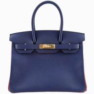 Hermes Birkin 30cm Blue Epsom Leather Gold Hardware Bag HD525EA