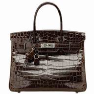 Hermes Birkin 30 Crocodile Patent Deep Coffee(Silver) H1042DC