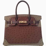 Hermes Birkin 30cm Ghillies Tri-color Ostrich Leather Permabrass HB1042BG
