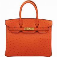 Hermes Birkin 30 cm Tangerine Ostrich Gold Hardware Handbag HB1030RCO