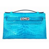 Hermes Kelly 25 Alligator Palladium Hardware Bag H8088BLU