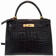 Hermes Kelly 28 Alligator Gold Hardware H541256