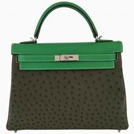 Hermes Kelly 32 Swift Taurillon Clemence Ostrich Leather In Deep Coffee HK1032TTG