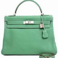 Hermes Kelly 32cm Clemence Leather Palladium Hardware Green H10489