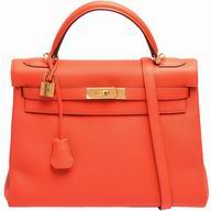 Hermes Kelly 32 Togo Leather Gold Hardware Orange Red HK1032GOG