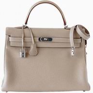 Hermes Kelly 35 Toge Leather Palladium Hardware Bag Argile H2245