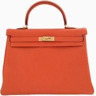 Hermes Kelly 35 Taurollon Clemence Leather Gold Hardware Bag Feu H2032