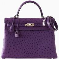 Hermes Kelly 35 Ostrich Palladium Hardware Bag Violine HK1035OSV