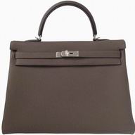 Hermes Kelly 35 Toge Leather Palladium Hardware Bag Taupe H1035KTW