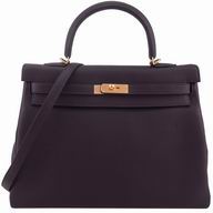 Hermes Kelly 35 Toge Leather Gold Hardware Bag Deep Purple HK1035SZS