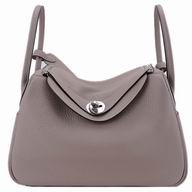 Hermes Togo Clemence Cowhide Silvery Hardware Lindy 26 Bag Gray H248666LD