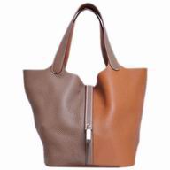 Hermes Picotin Lock 22cm Togo Leather Bucket Bag Orange/Light Coffee H4273LOC