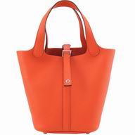 Hermes Picotin Lock PM Togo Leather Silver Bucket Palladium Hardware Orange HPL1015