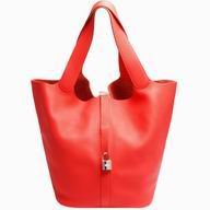 Hermes Picotin Lock GM Tago Leather Bucket Bag Peach Red H176298