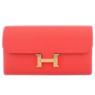 Hermes Kelly Epsom Leather Long Wallet Gold Hardware Coralito H37166
