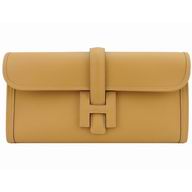 Hermes Pochette Jige Swift Leather Long Wallet Camel H47913