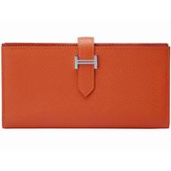 Hermes Beant Epsom Leather Long Wallet Orange H54859