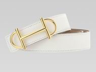 Hermes Calfskin belt White Brown H573339