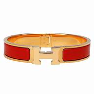 Hermes Click H Logo Enamelled Bracelet Orange Gold HC585374