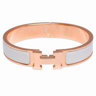 Hermes Click H Logo Enamelled Bracelet White/ Rose Gold HC575955