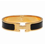Hermes Click H Logo Enamelled Bracelet Black/ Gold HC575957