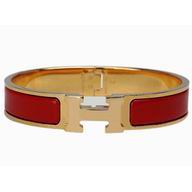 Hermes Click H Logo Enamelled Bracelet Red /Gold H50629