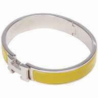 Hermes Click H Logo Enamelled Bracelet Yellow / Silver HC503074