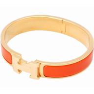 Hermes Click H Logo Enamelled Bracelet Orange Gold H46988