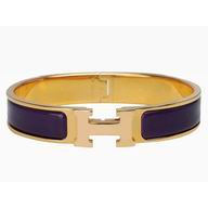Hermes Click H Logo Enamelled Bracelet Purple Gold HC58965