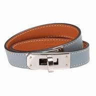 Hermes Kelly Double Tour Calfskin Bracelet Gray Blue H5371967