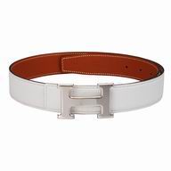 Hermes Big H Logo Epsom Leather Belt White HB4958