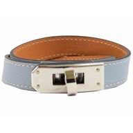 Hermes Classic Kelly Double Tour Platinum Calfskin Bracelet Light Blue HB5188