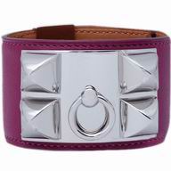 Hermes CDC Colier De Chien Calfskin Q-Bracelet Purple/Silver H08522