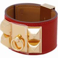 Hermes Goat Skin Collier De Chien Rivets of Metal Bracelet Red/Gold HE56984