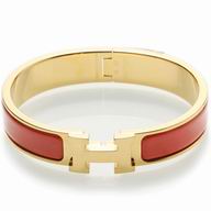 Hermes Click H Logo Enamelled Bracelet Rose Red& Gold H5478