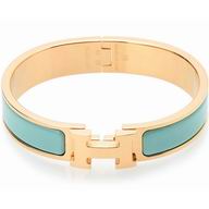 Hermes Click H Logo Enamelled Bracelet Green& Gold H8275
